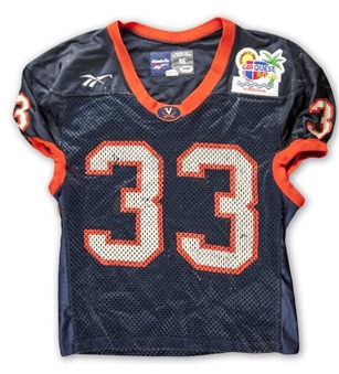 1996 Jamie Sharpers University of Virginia Game Worn and Signed Car Quest Bowl Jersey (Sharper LOA)